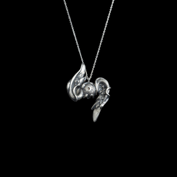 Pendentif Méduse Maedusa en argent 925 oxydé mat, chevelure de serpents sculptée à la main