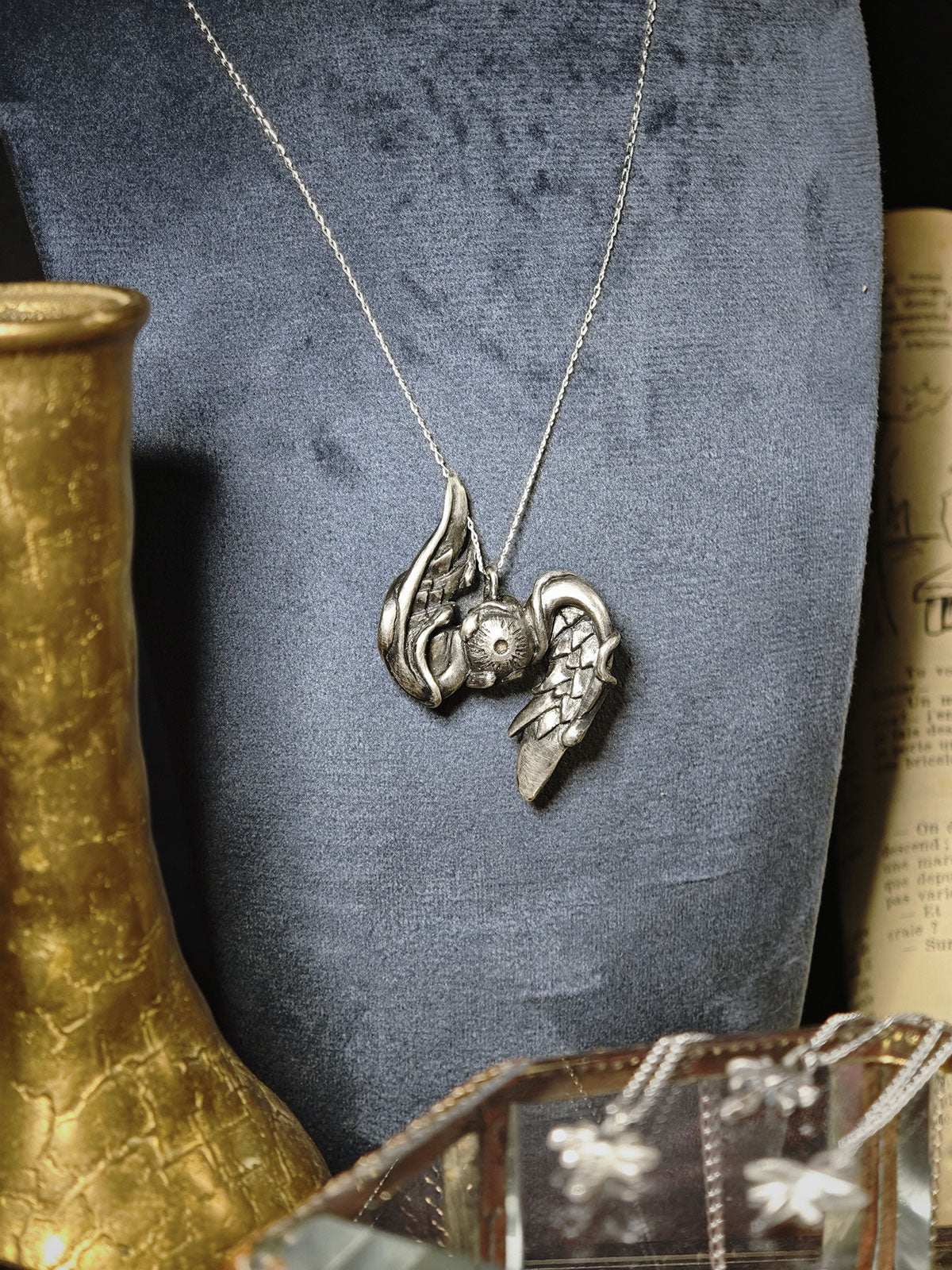 Pendentif Méduse Maedusa en argent 925 oxydé mat, vue 4