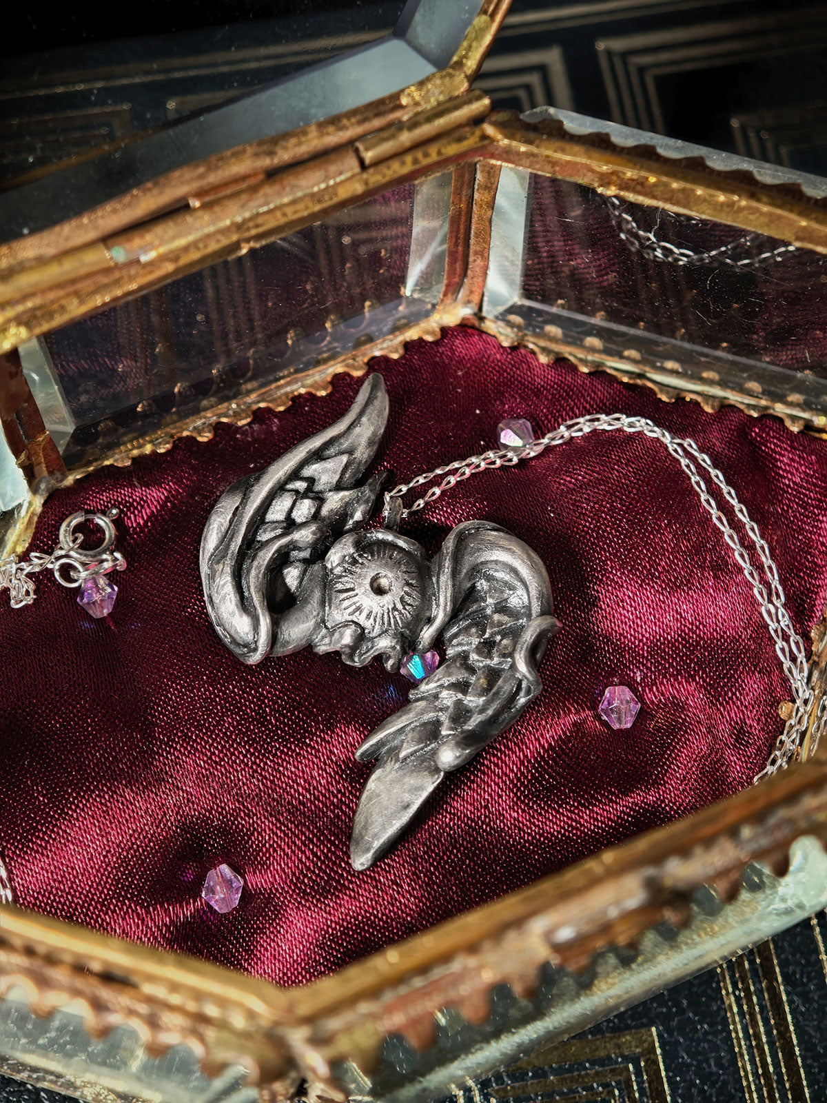 Pendentif Méduse Maedusa en argent 925 oxydé mat, vue 3