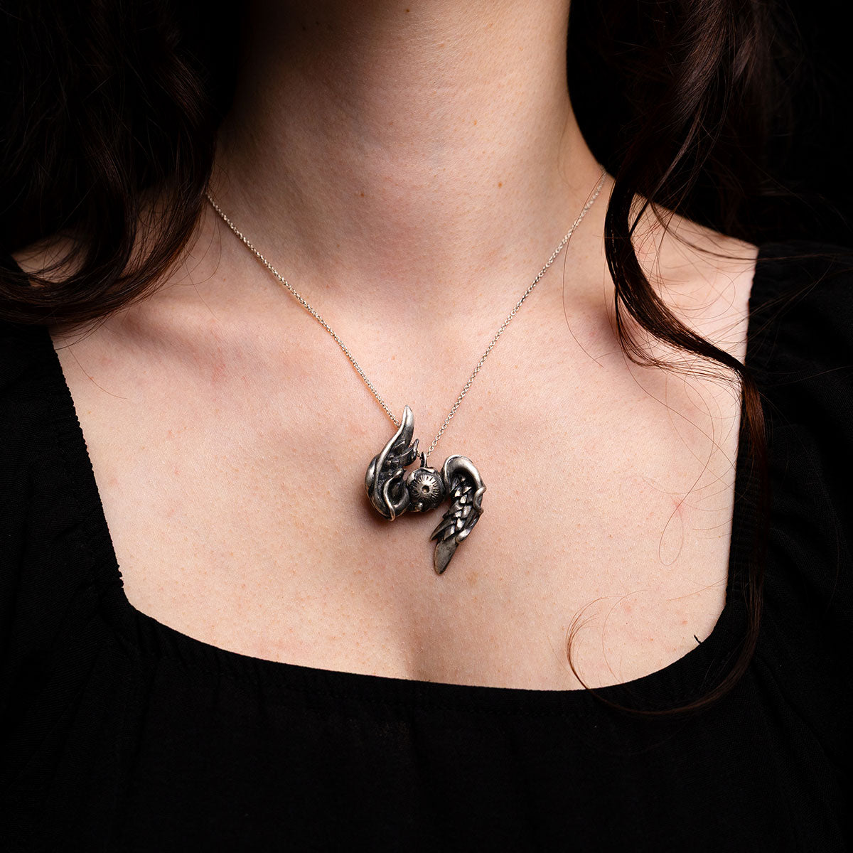 Pendentif Méduse Maedusa en argent 925 oxydé mat, vue 2